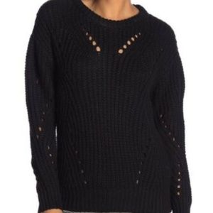VINCE CAMUTO BLACK LONG SLEEVE RIBBED SWEATER